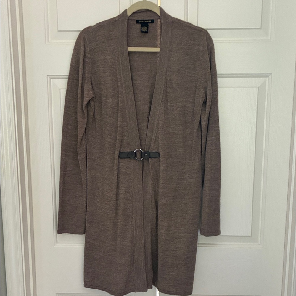 Susan Lawrence Brown Open-Front Cardigan